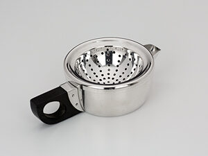 Zilveren zeef met ebbenhouten handvat-0