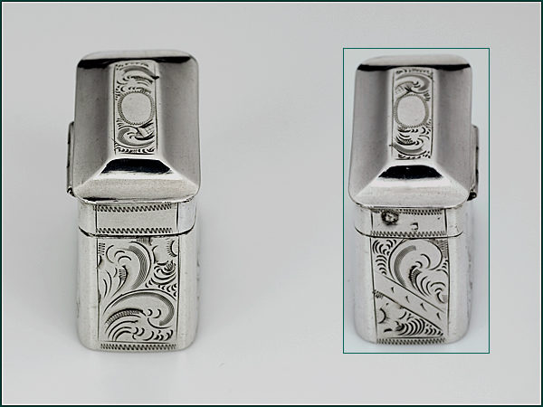 Zilveren loddereindoosje met gravering uit 1858-9187