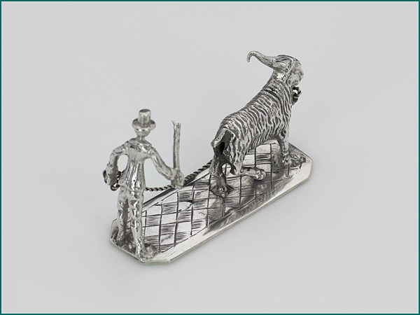 Zilveren miniatuur man met geit 17e Eeuws-9454