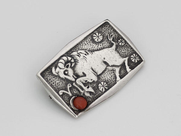 Zilveren broche sterrrenbeeld ram-9927