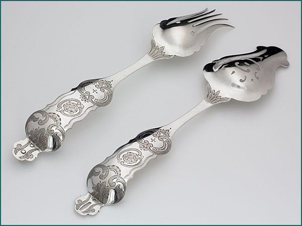 Zilveren sladientang met gravering uit 1875-7055