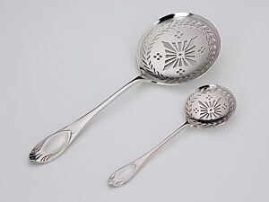 Zilveren natfruitlepel + strooilepel-0