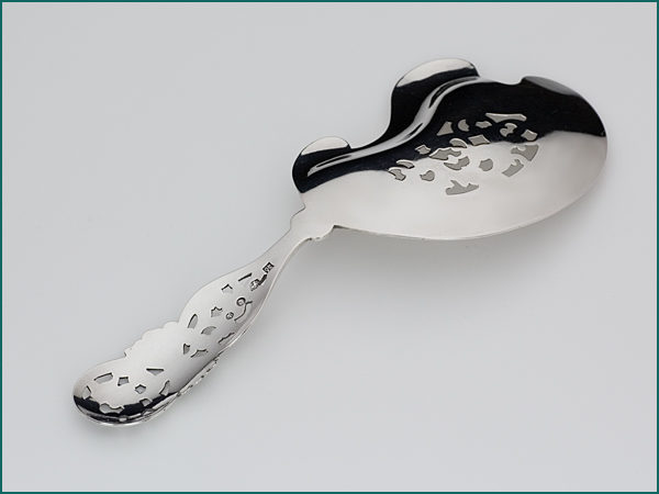 Zilveren natfruitschep met gravering uit 1858-7388