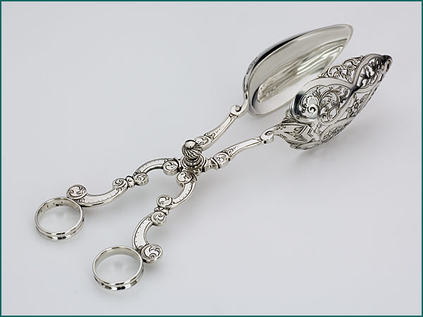 Zilveren sladientang met gravering uit 1869-0