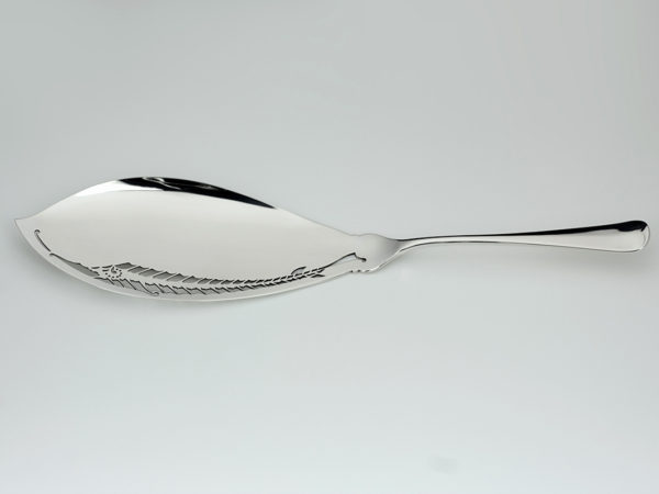 Grote zilveren Haags lofje visdienschep uit 1928-13960