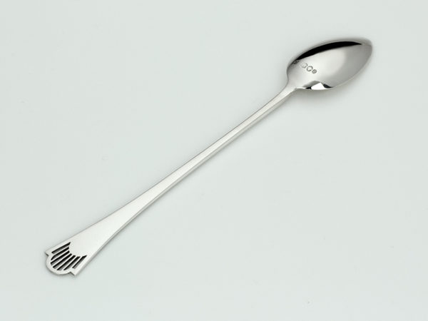 6 zilveren longdrinklepels model luxe parelrand uit 1917-15045