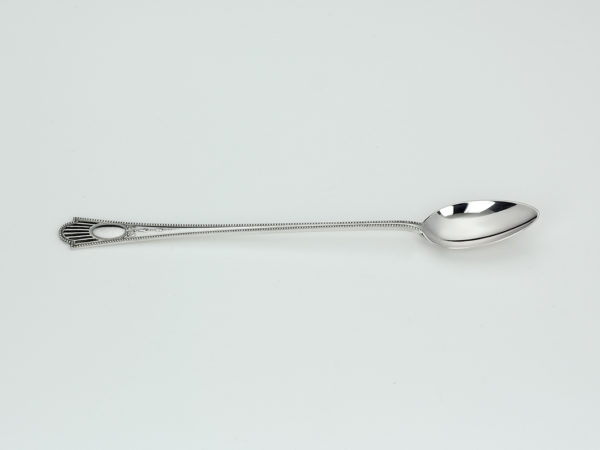 6 zilveren longdrinklepels model luxe parelrand uit 1917-15042