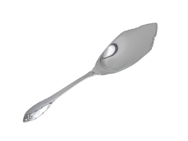 Zilveren gehamerde taartschep uit 1932