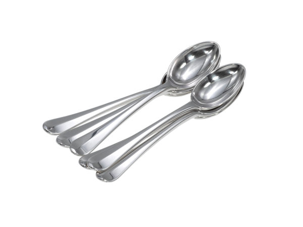 6 zilveren thee/espressolepeltjes model Hollands glad met nokje uit 1926