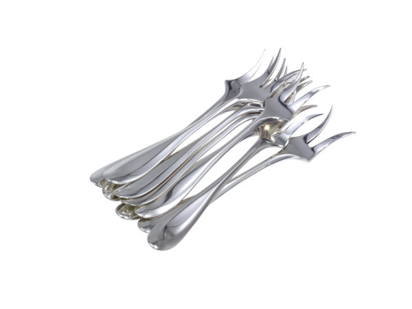 9 zilveren cocktailvorkjes 1943-1953