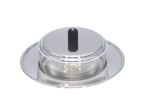 Zilveren botervloot op onderschotel ontwerp Christa Ehrlich uit 1929