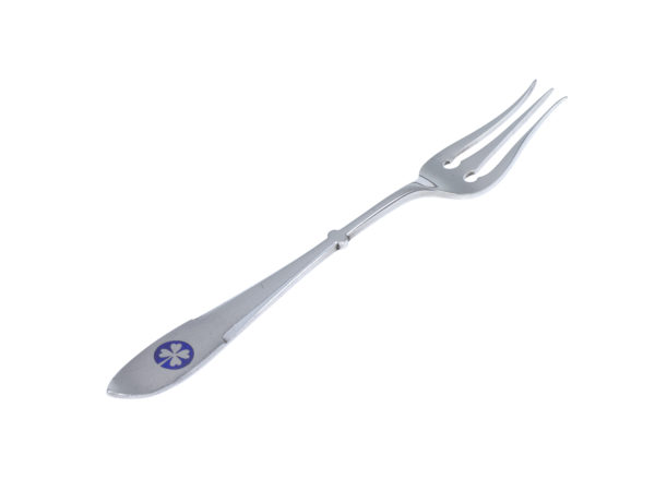 Zilveren zuurvorkje met blauw emaille 1858-1905