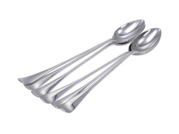 6 zilveren Haags lofje longdrinklepels uit 1918