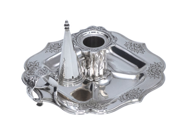 Zilveren blaker met gravering uit 1855