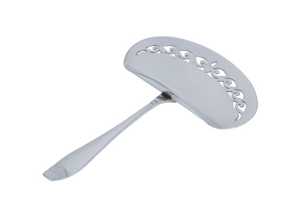 Zilveren kroketschep/kleine aspergeschep met gehamerde steel uit 1933