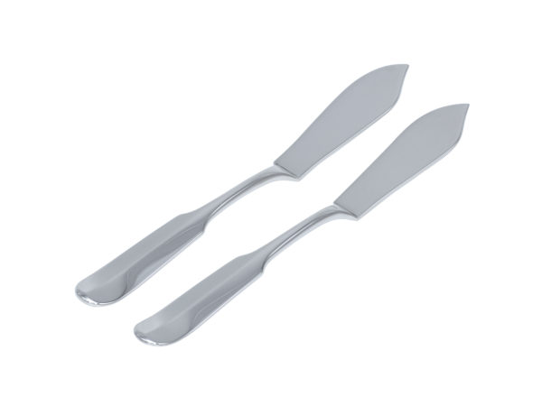 Stel zilveren botermesjes met lofje uit 1951