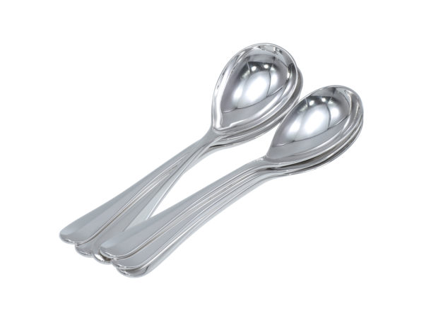 6 zilveren compotelepels Hollands glad met nokje uit 1927