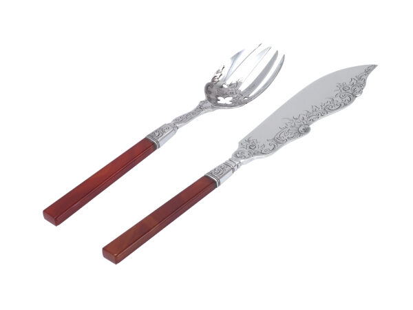 Zilveren meloencouvert met agaten heften uit 1865