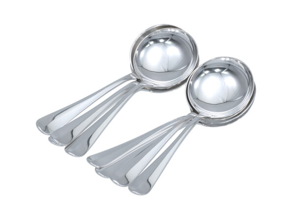 8 zilveren bouillonlepels model Hollands glad 1060 uit 1968