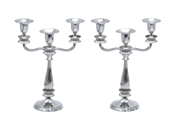 Stel zilveren kandelabers ontwerp Toos den Hartoogh-Muysert 1949/1950