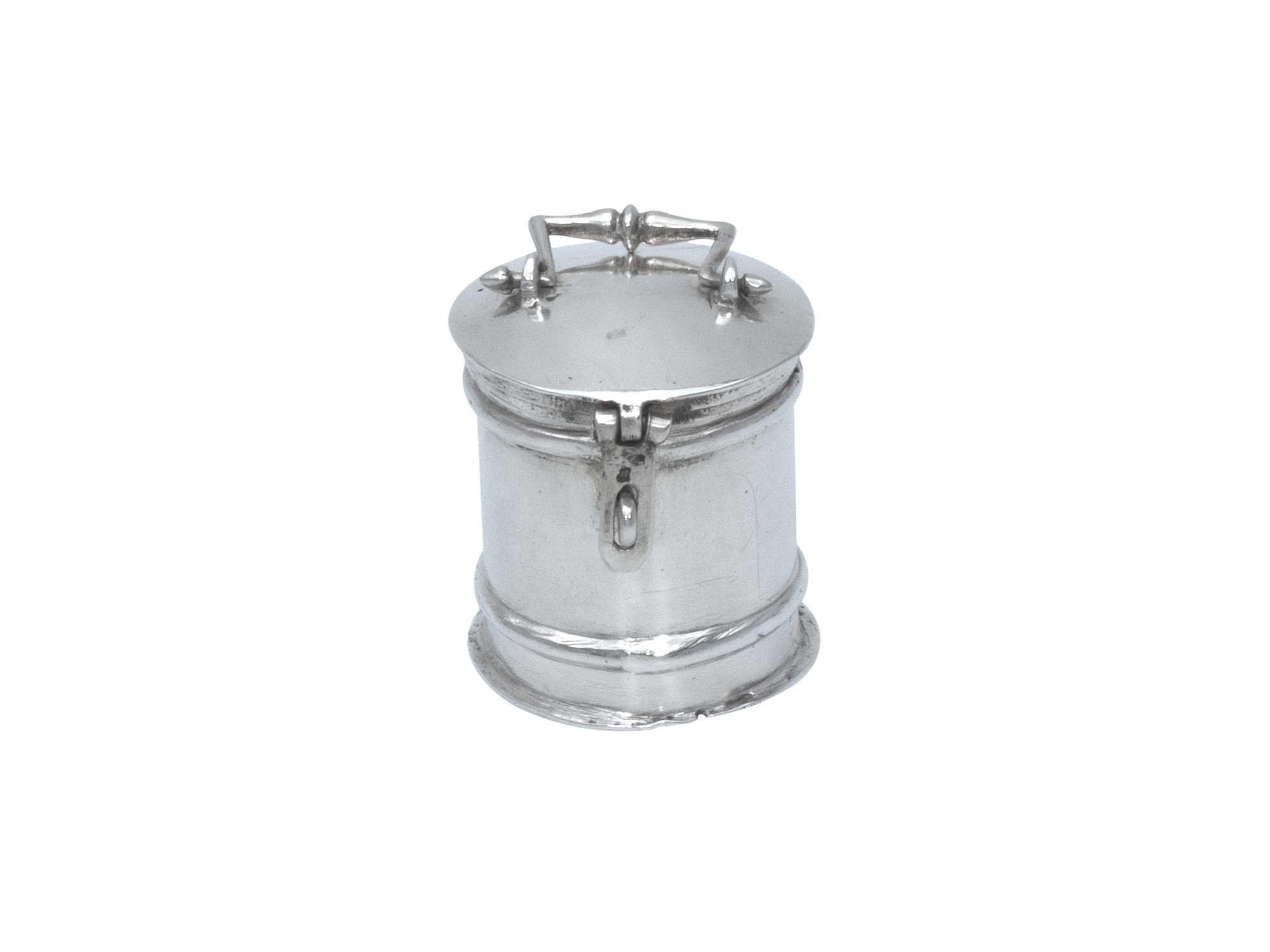 Zilveren miniatuur (beschuit) bus 17e/18e eeuw