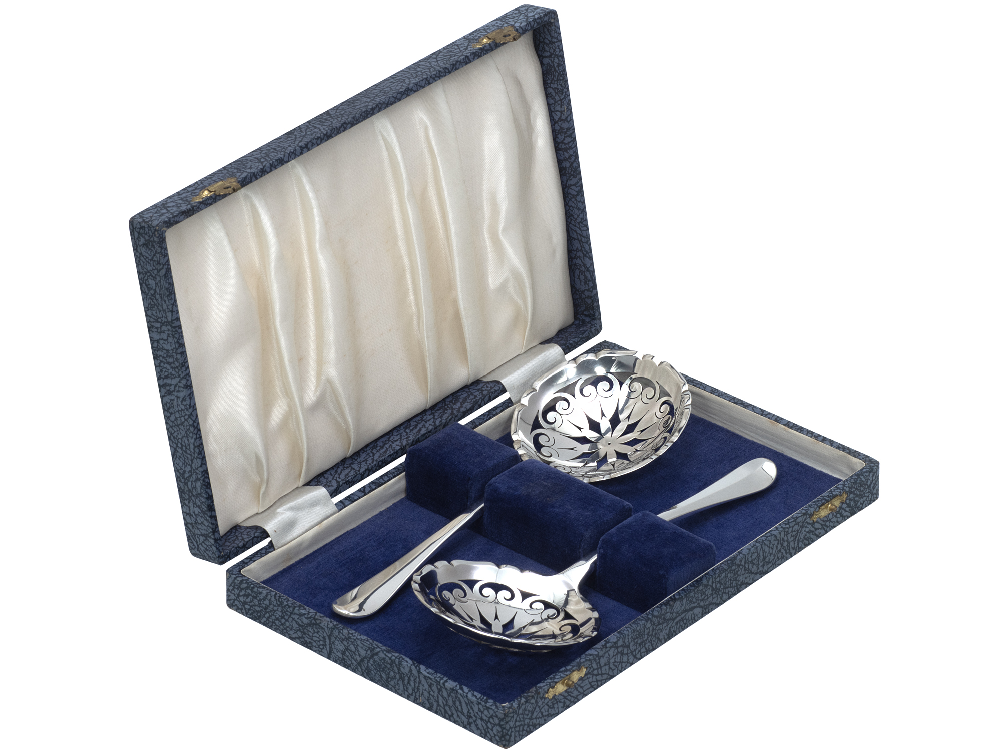 Stel zilveren natfruitlepels model Hollands glad met nokje uit 1927