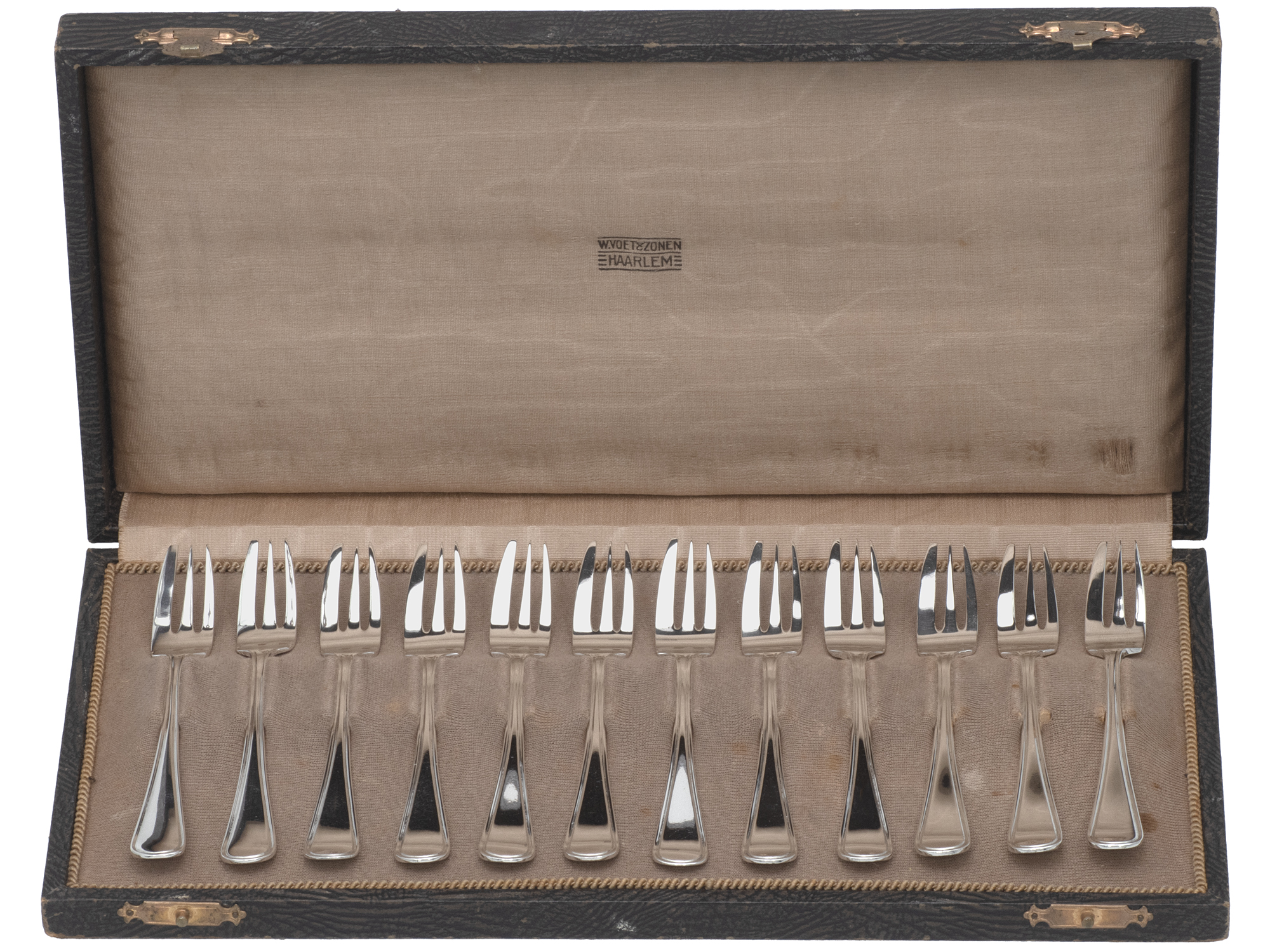 12 zilveren gebaksvorken rondfilet uit 1928