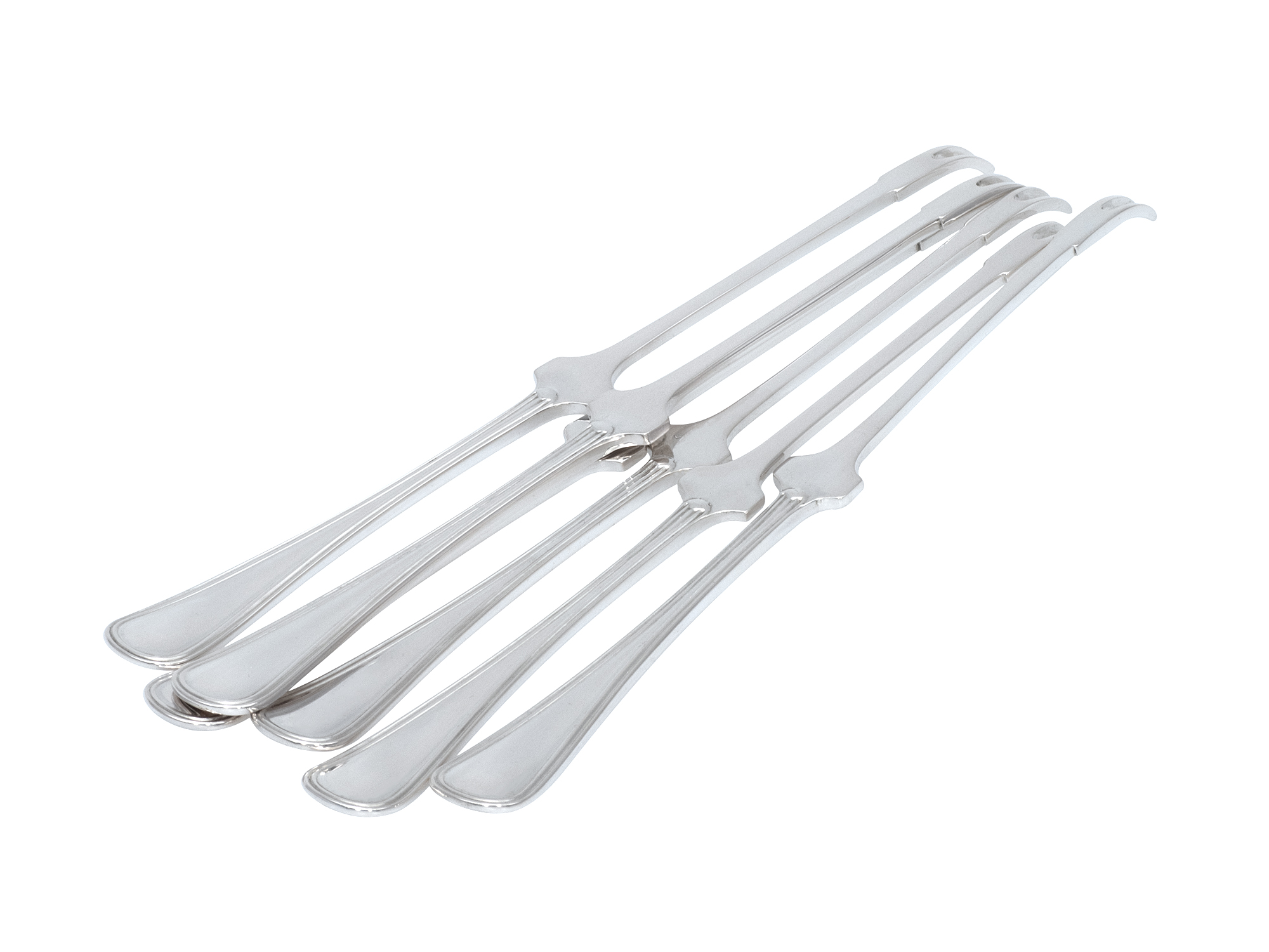 6 zilveren dubbelrond kreeftenhaken 1925-1953