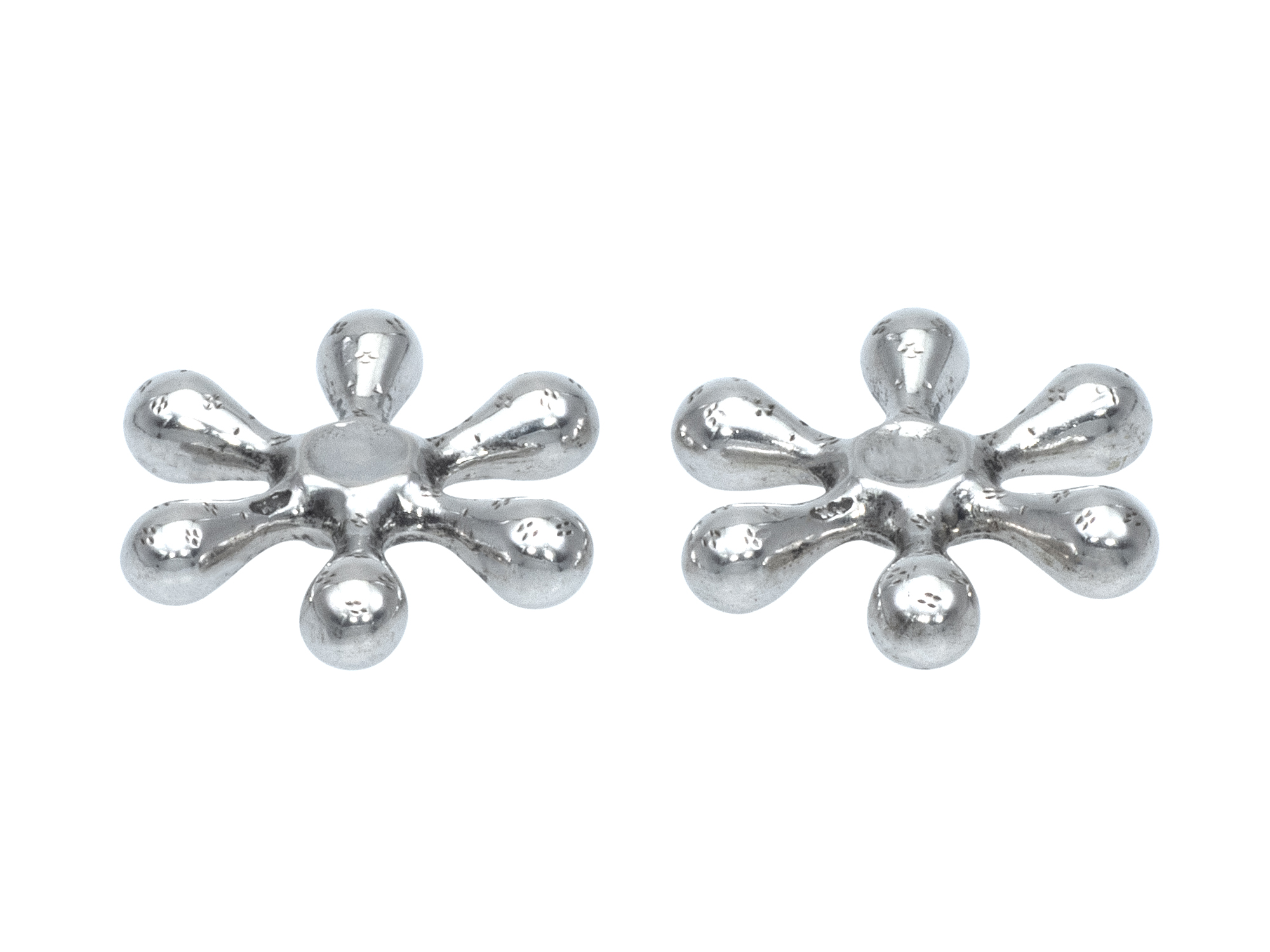 Stel zilveren garenwinders met stippelgravering 1860-1885