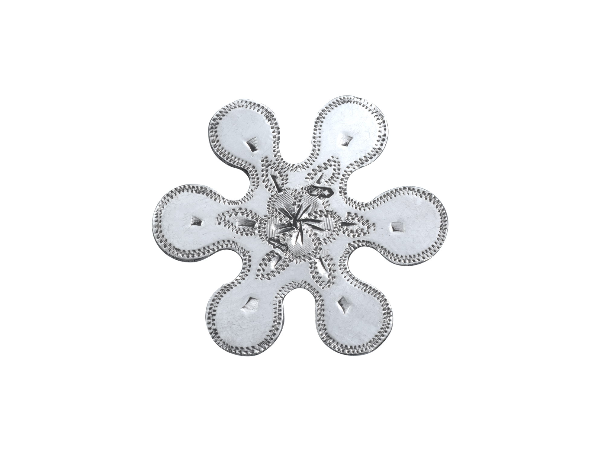 Zilveren garenwinder met gravering 1860-1880