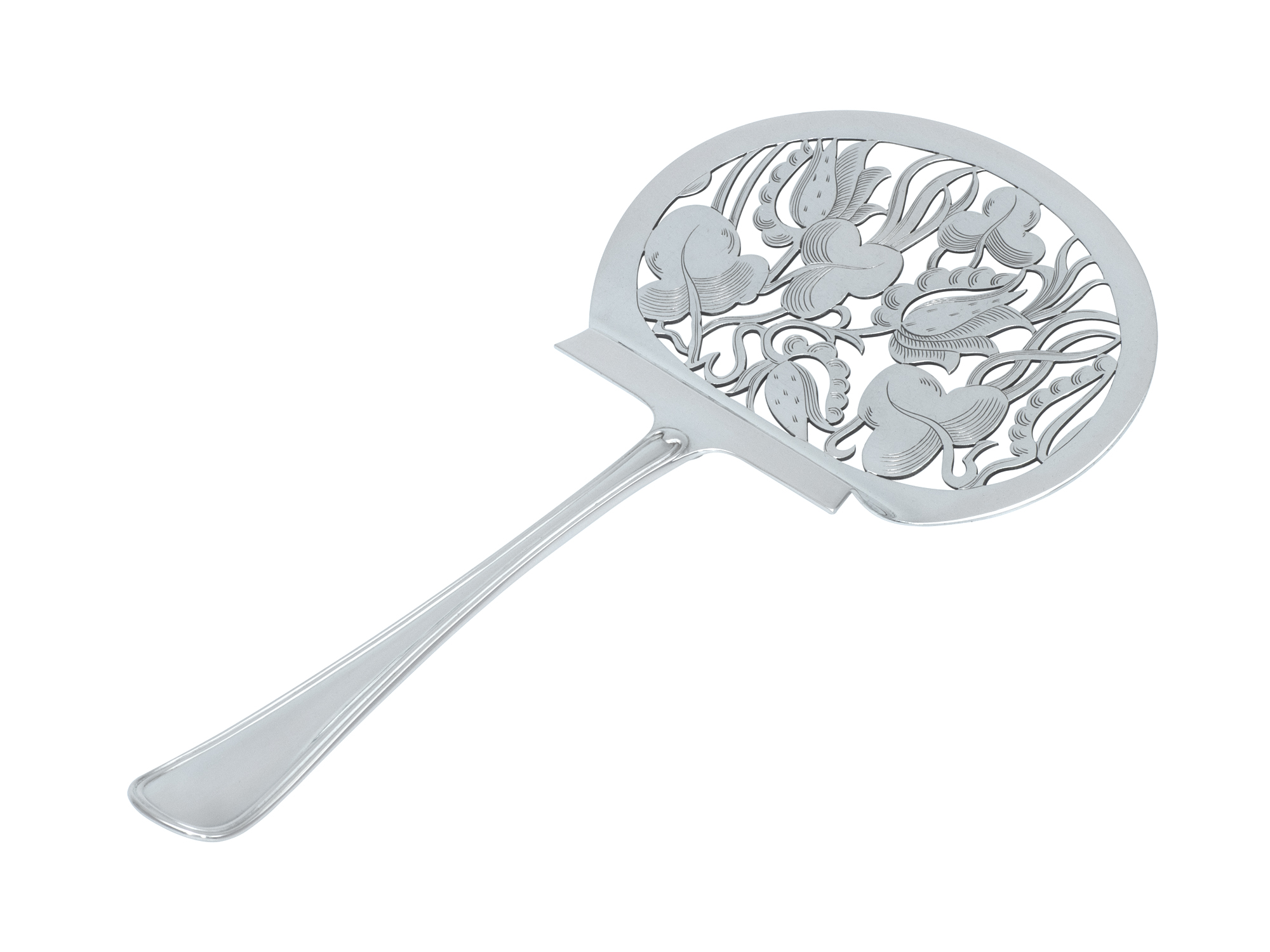 Zilveren dubbelrond aspergeschep uit 1936