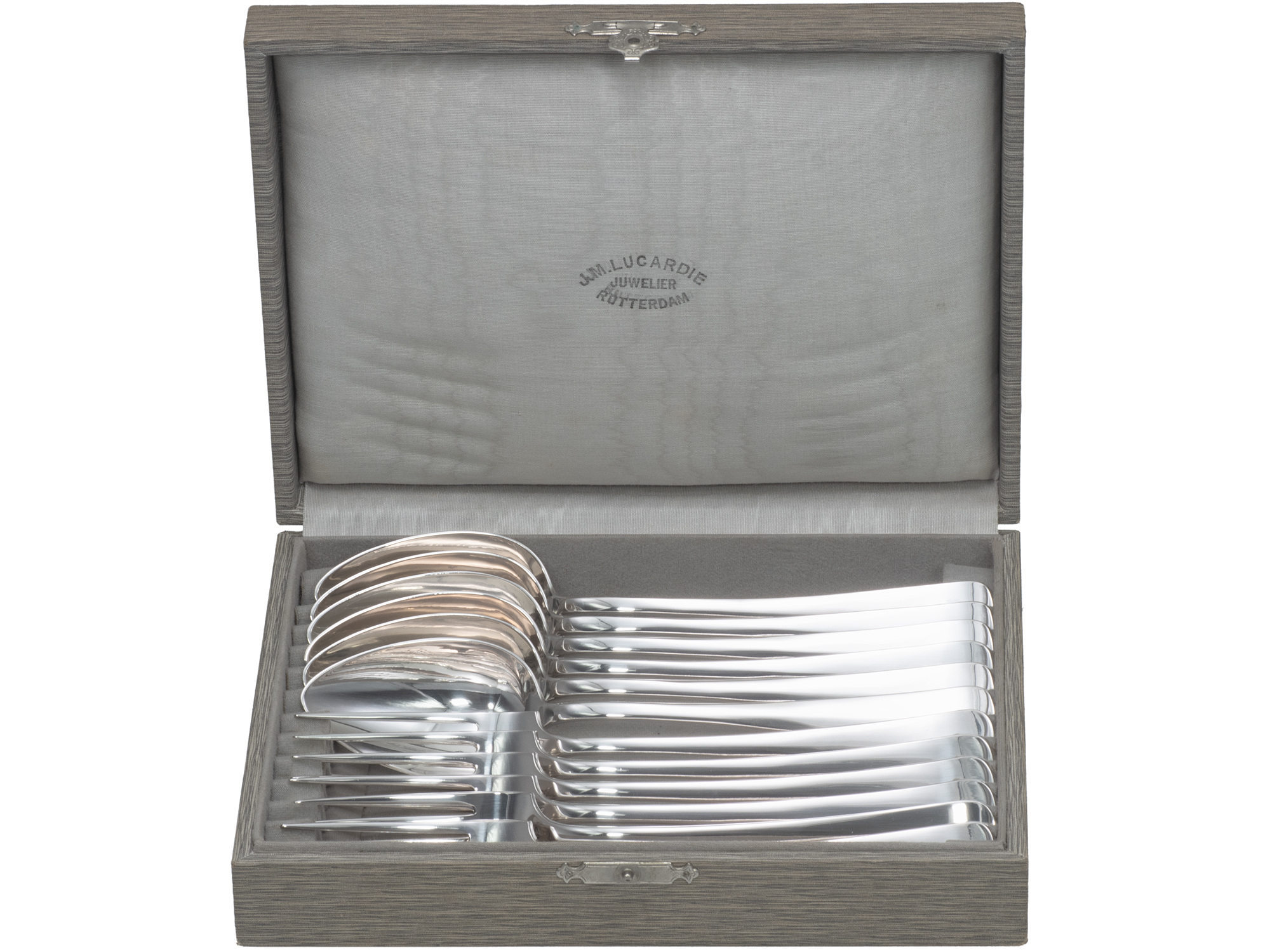 6 zilveren Haags lofje dinercouverts 1929-1932