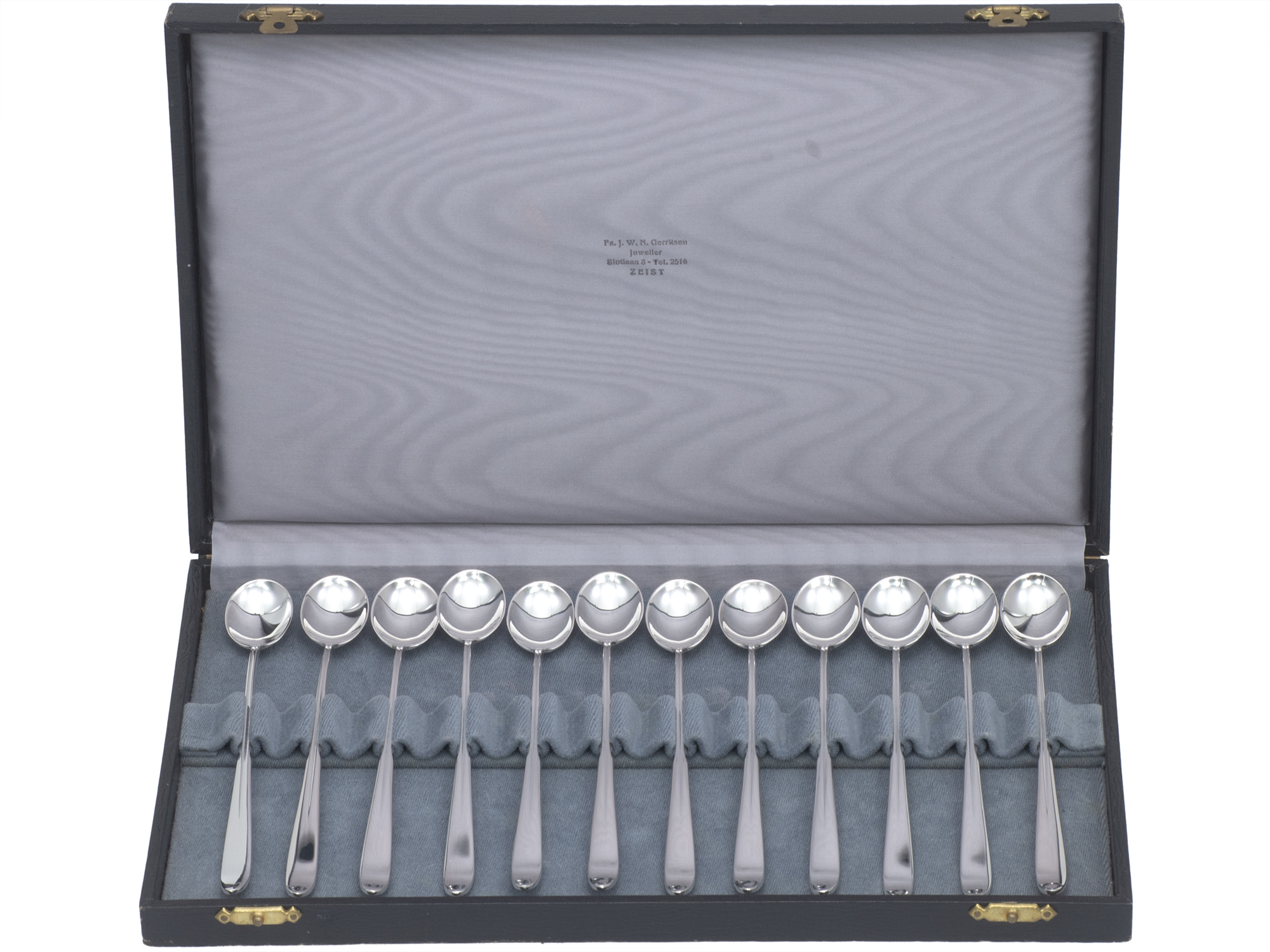 12 zilveren longdrinklepels model 400  1953-1961