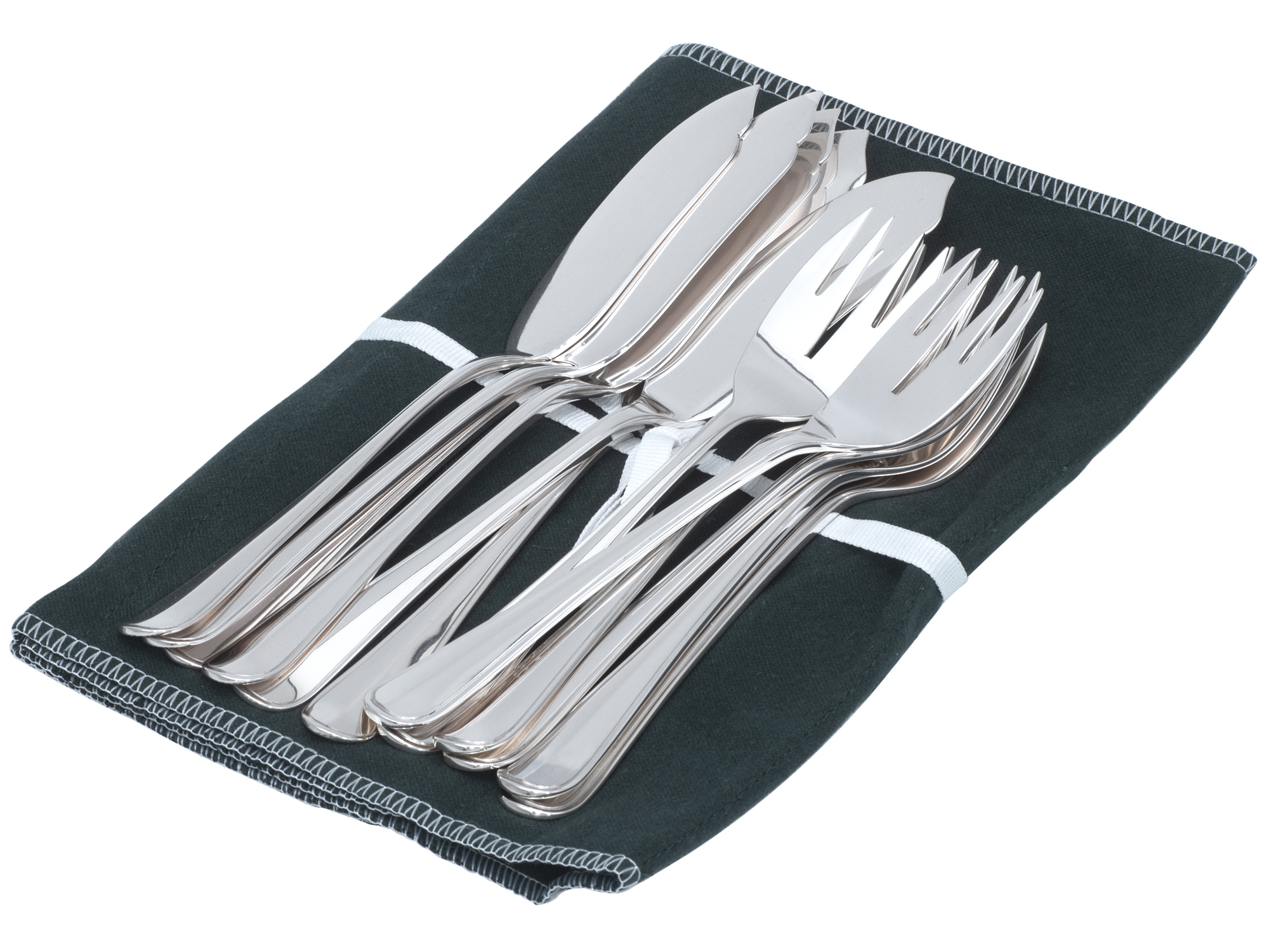 6 zilveren viscouverts model antiekfilet uit 1933